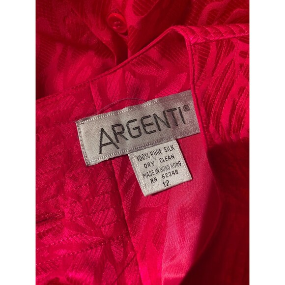 Vintage 80s Dress 1980s Silk Hot Pink Drop Waist Flapper Cocktail Size Large - Picture 5 of 6